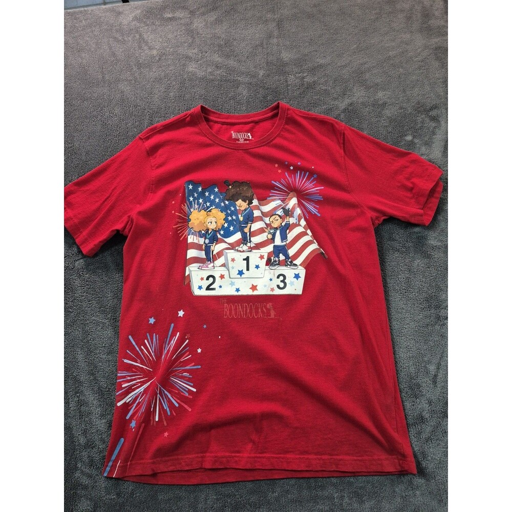 BOONDOCKS RED LARGE T SHIRT-RILEY, HUEY AND JAZMINE